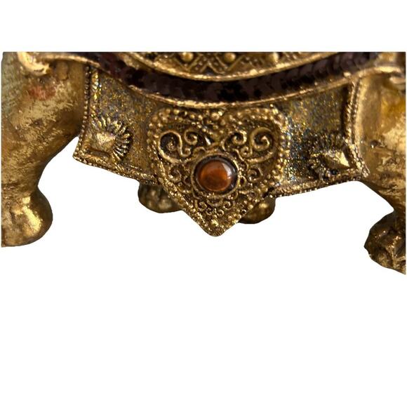 Vintage Elephant Feng Shui Trunk Up 9” Figurine Gold Statue Home Decor Sequins - Picture 3 of 15